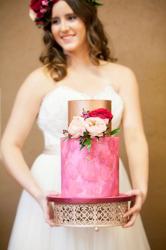 Modern Copper and Fuchsia Wedding Ideas! Kellie Michelle Photography, Abby Mitchell Events