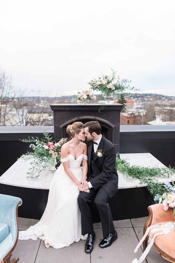  Pantone Color of the Year: Rose Quartz and Serenity, B. Jones Photography, event design by Bright & Co., florals by Gather