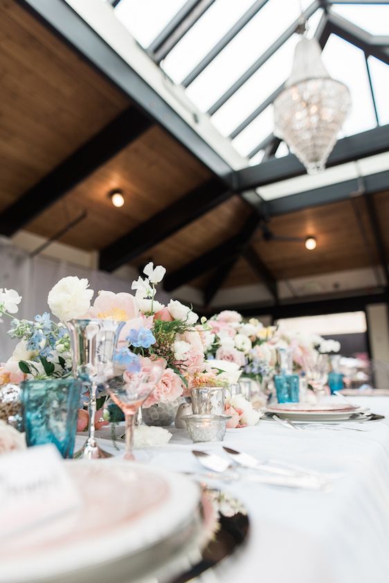  Pantone Color of the Year: Rose Quartz and Serenity, B. Jones Photography, event design by Bright & Co., florals by Gather