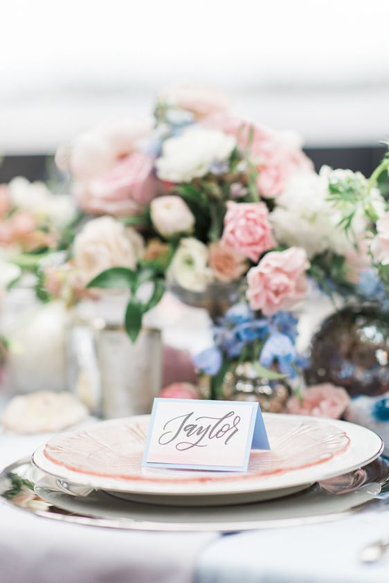  Pantone Color of the Year: Rose Quartz and Serenity, B. Jones Photography, event design by Bright & Co., florals by Gather