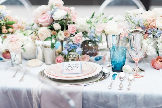  Pantone Color of the Year: Rose Quartz and Serenity, B. Jones Photography, event design by Bright & Co., florals by Gather