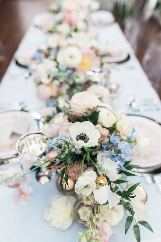  Pantone Color of the Year: Rose Quartz and Serenity, B. Jones Photography, event design by Bright & Co., florals by Gather