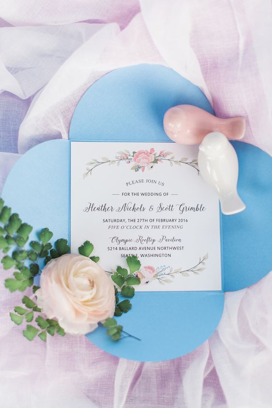  Pantone Color of the Year: Rose Quartz and Serenity, B. Jones Photography, event design by Bright & Co., florals by Gather, stationery by Noteworthy Ink