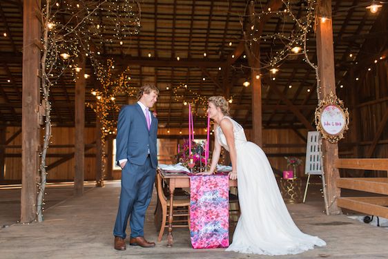 Romantic Raspberry and Gold Farm Wedding