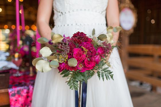 Romantic Raspberry and Gold Farm Wedding