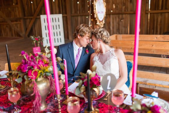 Romantic Raspberry and Gold Farm Wedding 