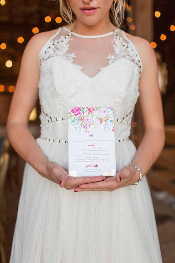 Romantic Raspberry and Gold Farm Wedding 