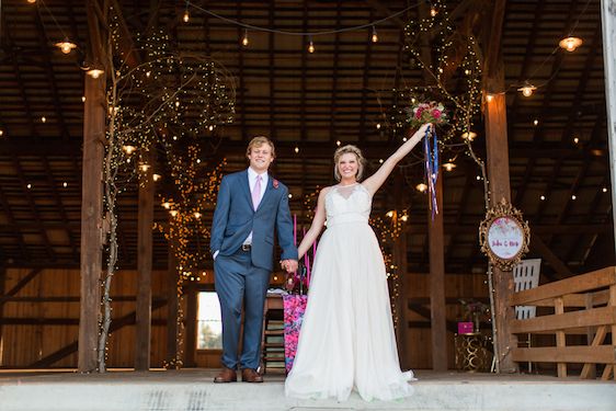 Romantic Raspberry and Gold Farm Wedding