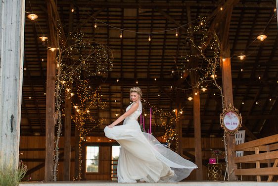 Romantic Raspberry and Gold Farm Wedding 