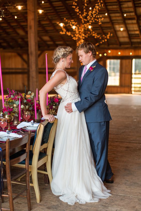 Romantic Raspberry and Gold Farm Wedding