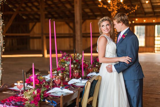 Romantic Raspberry and Gold Farm Wedding 