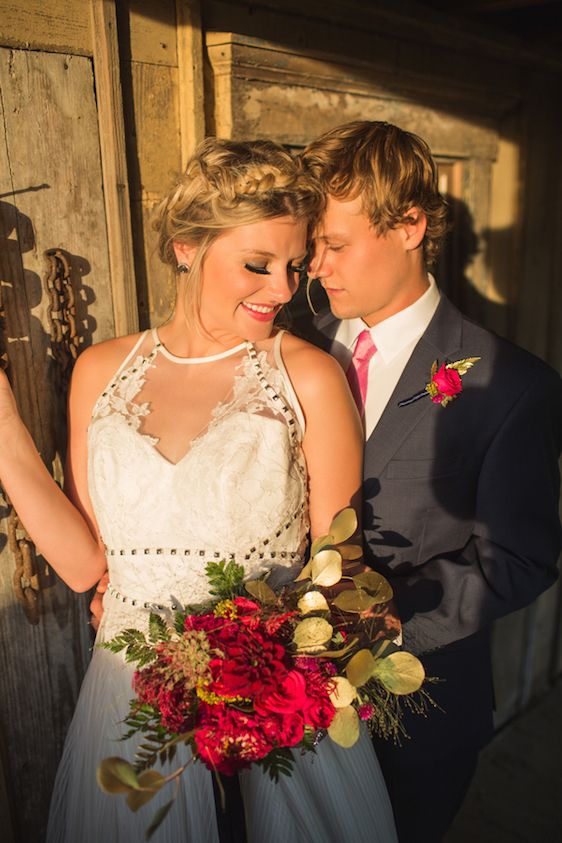 Romantic Raspberry and Gold Farm Wedding