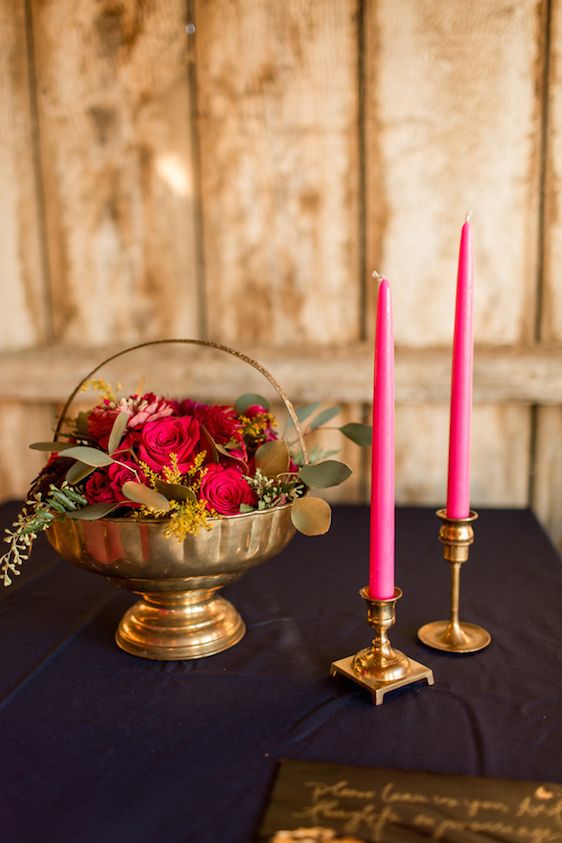 Romantic Raspberry and Gold Farm Wedding