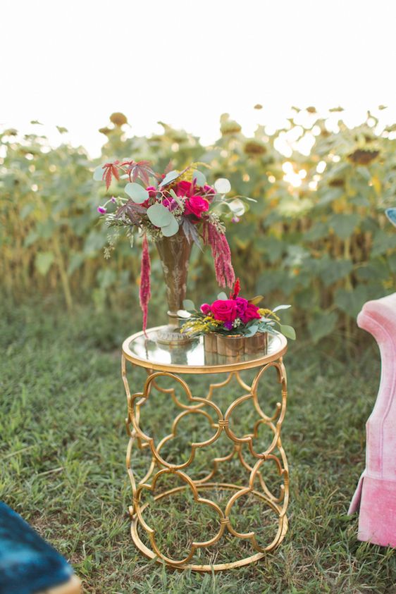 Romantic Raspberry and Gold Farm Wedding