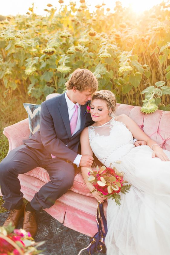 Romantic Raspberry and Gold Farm Wedding