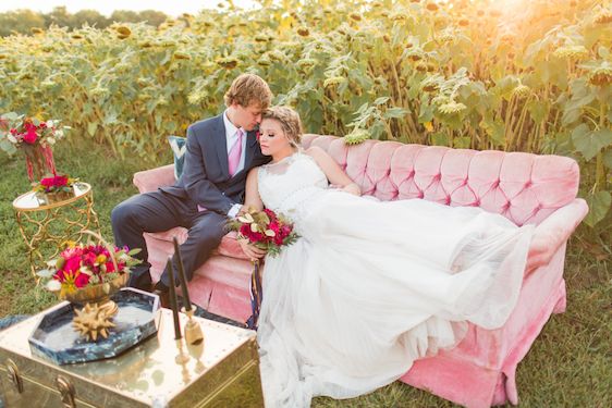 Romantic Raspberry and Gold Farm Wedding 