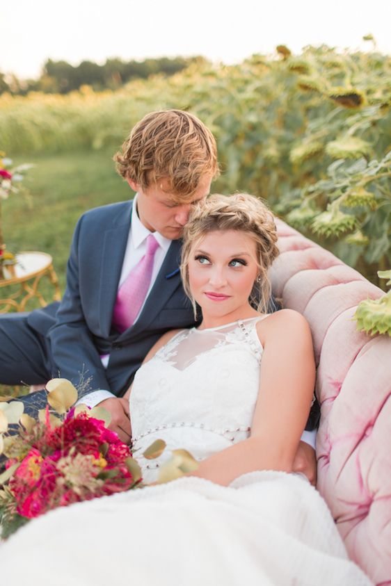 Romantic Raspberry and Gold Farm Wedding