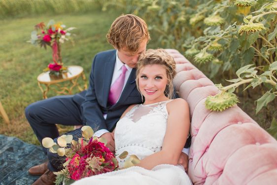 Romantic Raspberry and Gold Farm Wedding 