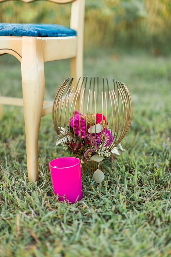 Romantic Raspberry and Gold Farm Wedding 