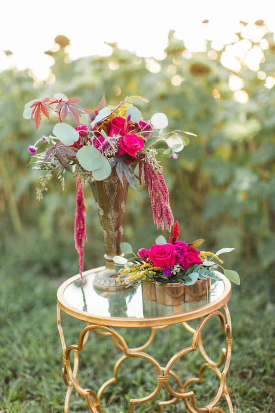 Romantic Raspberry and Gold Farm Wedding 