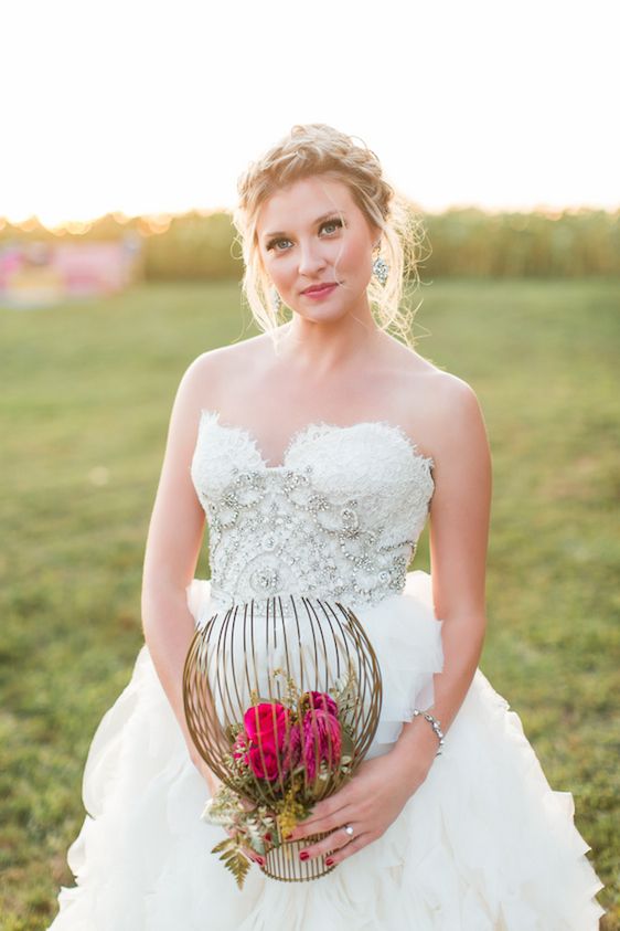 Romantic Raspberry and Gold Farm Wedding 