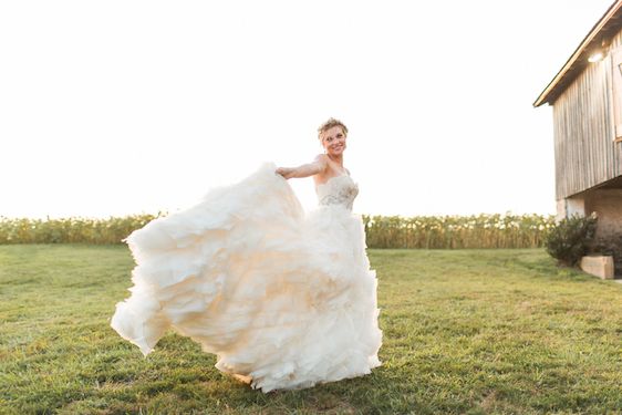 Romantic Raspberry and Gold Farm Wedding 