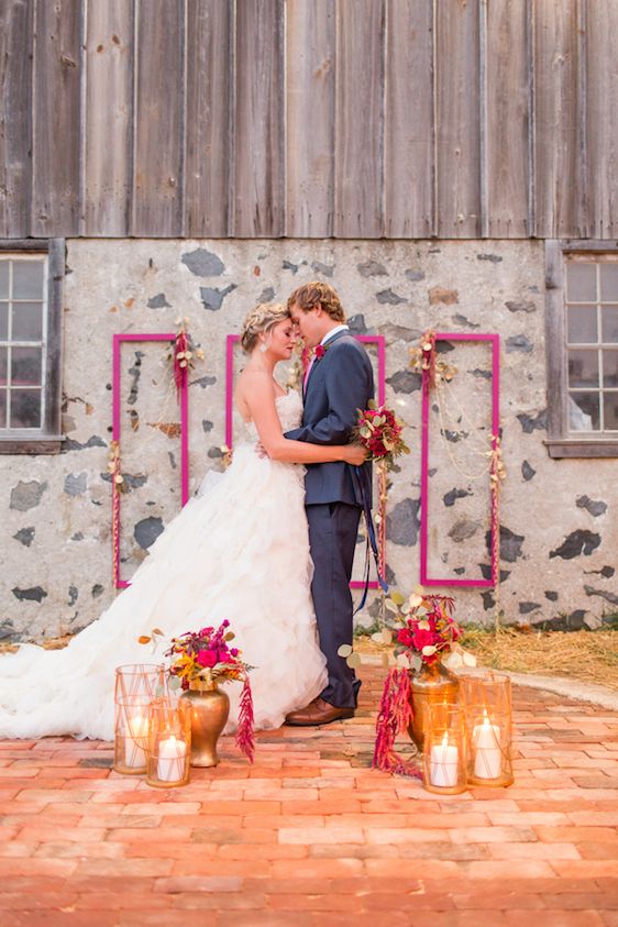 Romantic Raspberry and Gold Farm Wedding 