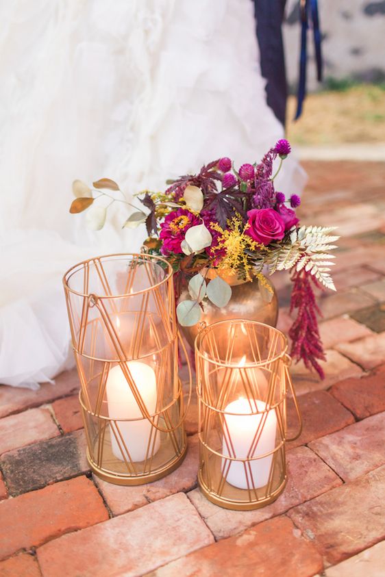 Romantic Raspberry and Gold Farm Wedding 