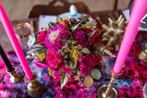 Romantic Raspberry and Gold Farm Wedding