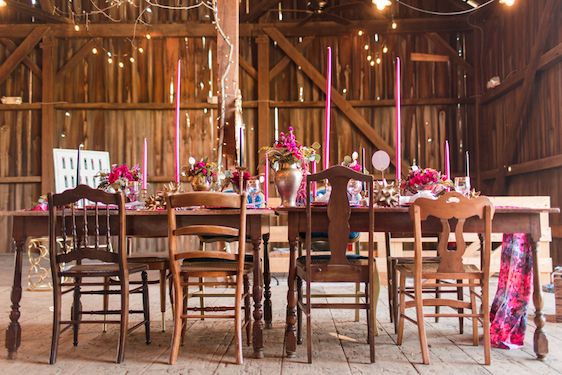 Romantic Raspberry and Gold Farm Wedding 