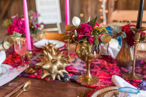 Romantic Raspberry and Gold Farm Wedding 