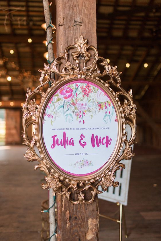 Romantic Raspberry and Gold Farm Wedding 