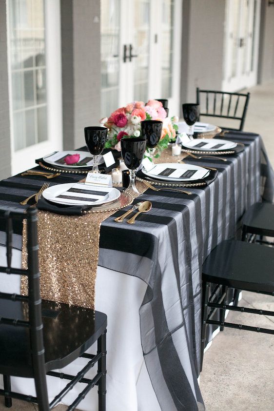 Modern Black and White Wedding with a Glam Twist 