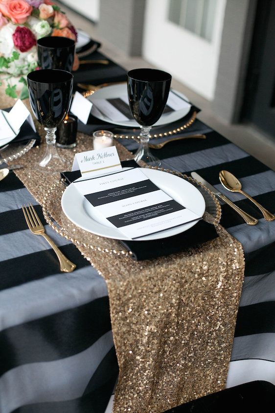 Modern Black and White Wedding with a Glam Twist 