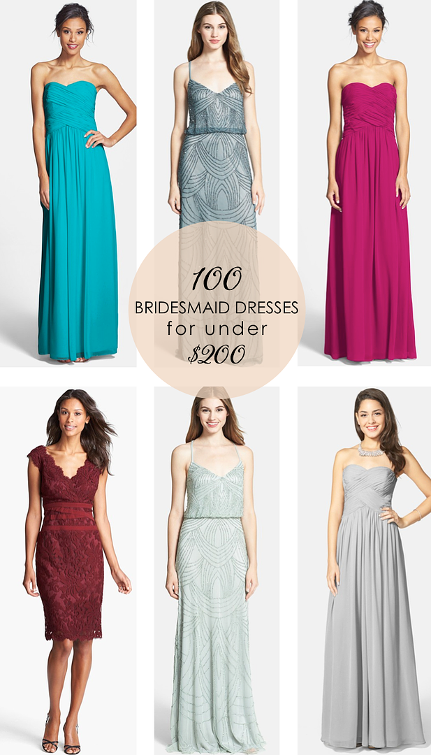 100 Bridesmaid Dresses for Under $200 - www.theperfectpalette.com - Bridesmaid Dresses that Won't Break the Bank!