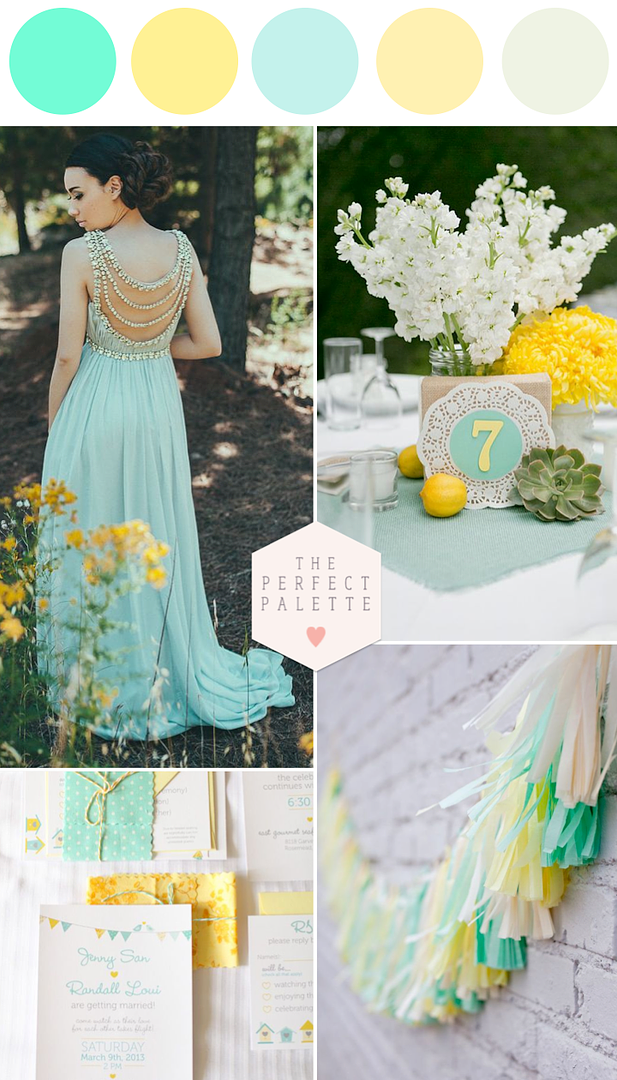 Mint and Yellow for Spring and Summer Weddings - www.theperfectpalette.com - Color Ideas for Weddings + Parties