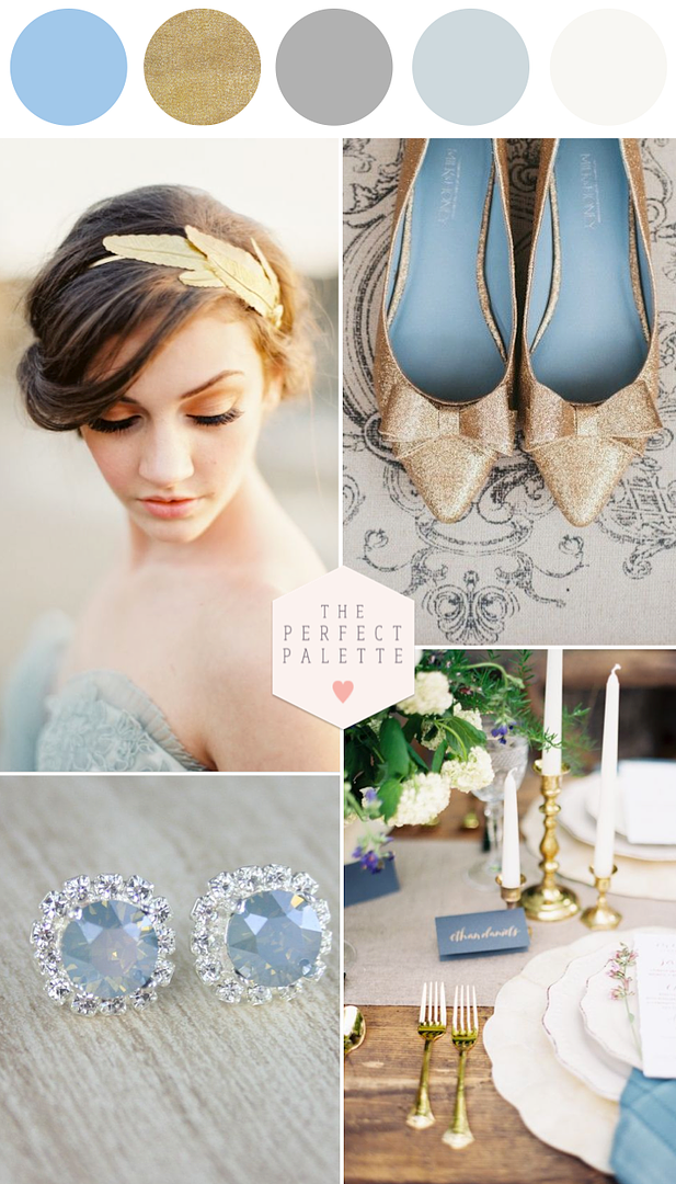 Dreamy Wedding Inspiration - www.theperfectpalette.com - Dusty Blue and Metallics