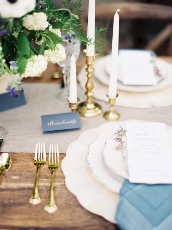 Dreamy Wedding Inspiration - www.theperfectpalette.com - Dusty Blue and Metallics