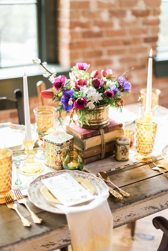 Jewel Tone Styled Shoot with Homespun Details - www.theperfectpalette.com - A.J. Dunlap Photography, C & D Events, Pine State Flowers