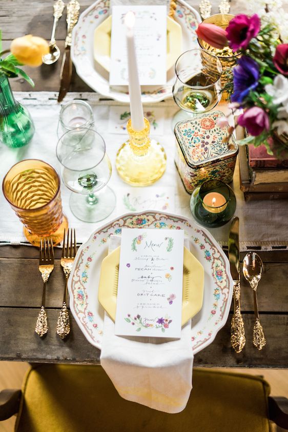 Jewel Tone Styled Shoot with Homespun Details - www.theperfectpalette.com - A.J. Dunlap Photography, C & D Events, Pine State Flowers