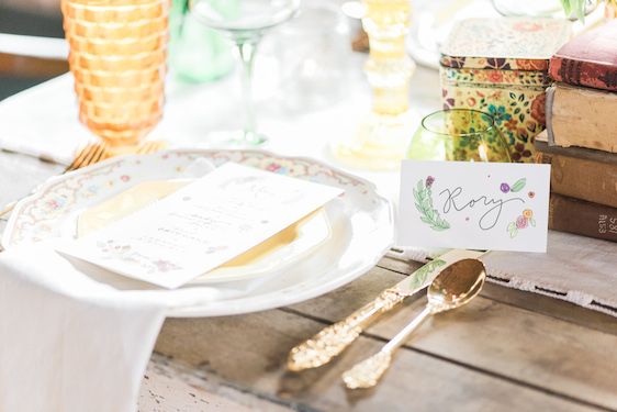Jewel Tone Styled Shoot with Homespun Details - www.theperfectpalette.com - A.J. Dunlap Photography, C & D Events, Pine State Flowers