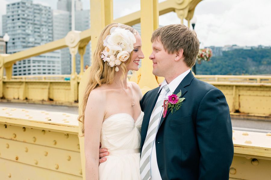 Loft Wedding in Pittsburgh | Megan and Erik - www.theperfectpalette.com - Photography by Betty Elaine, Event Planning by Hello Productions, florals by greenSinner