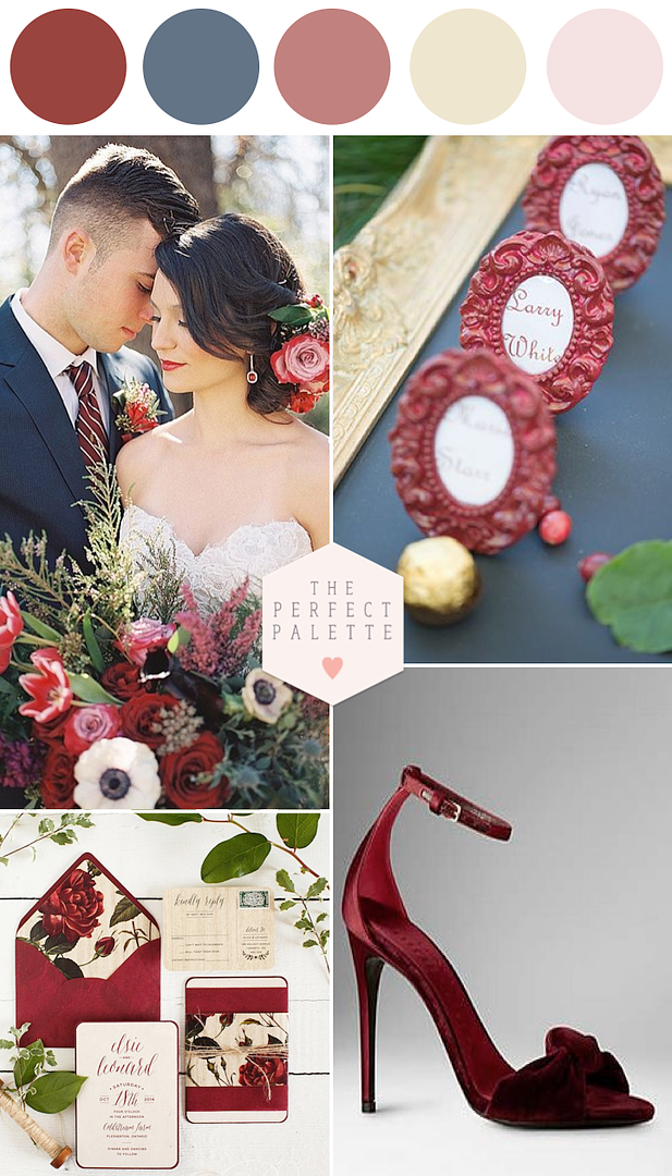 Marsala and Navy Blue Wedding Inspiration - www.theperfectpalette.com - Color Ideas for Weddings + Parties