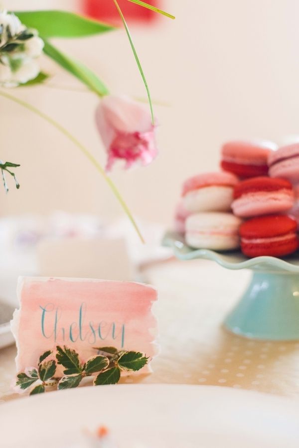 GALentine's Day Macaron Party with Your Besties! www.theperfectpalette.com - Love Be Photography, florals by SArias Creates, Hazy Skies Lettering