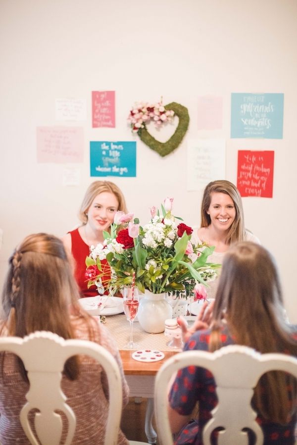 GALentine's Day Macaron Party with Your Besties! www.theperfectpalette.com - Love Be Photography, florals by SArias Creates, Hazy Skies Lettering