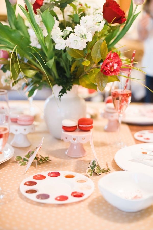 GALentine's Day Macaron Party with Your Besties! www.theperfectpalette.com - Love Be Photography, florals by SArias Creates, Hazy Skies Lettering