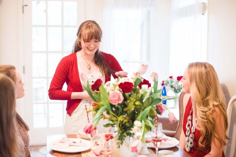 GALentine's Day Macaron Party with Your Besties! www.theperfectpalette.com - Love Be Photography, florals by SArias Creates, Hazy Skies Lettering