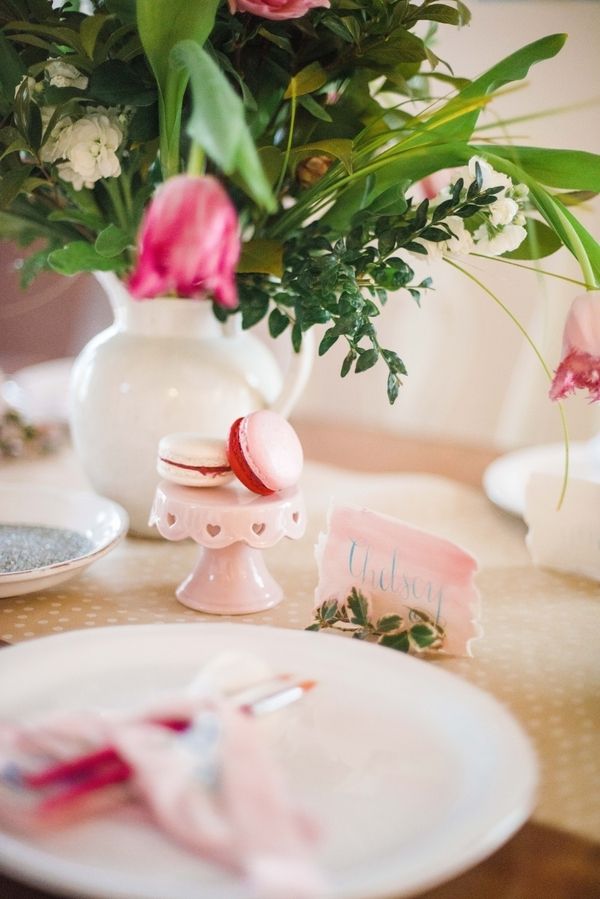 GALentine's Day Macaron Party with Your Besties! www.theperfectpalette.com - Love Be Photography, florals by SArias Creates, Hazy Skies Lettering