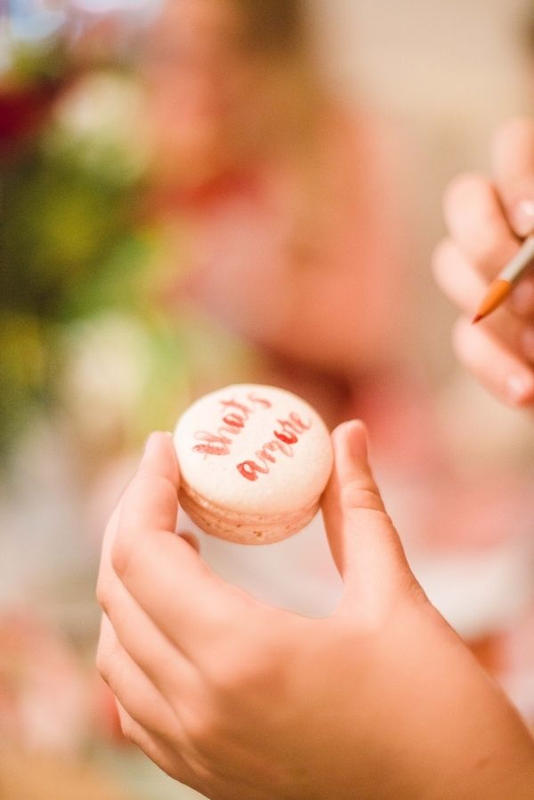 GALentine's Day Macaron Party with Your Besties! www.theperfectpalette.com - Love Be Photography, florals by SArias Creates, Hazy Skies Lettering