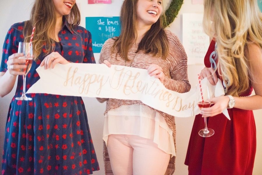 GALentine's Day Macaron Party with Your Besties! www.theperfectpalette.com - Love Be Photography, florals by SArias Creates, Hazy Skies Lettering